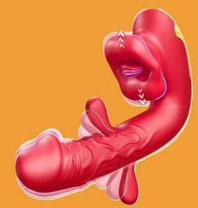 G-Spot flapping vibrator with biting and licking built in