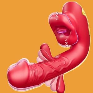 G-Spot flapping vibrator with biting and licking built in
